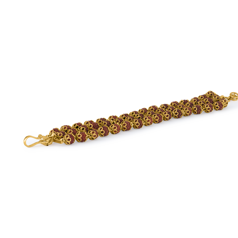 22 Ayar Altın Rudraksh Üç Çizgi Bileklik | 7,5 İnç 22 Ayar Altın Rudraksh Üç Çizgi Bileklik | 7,5 İnç