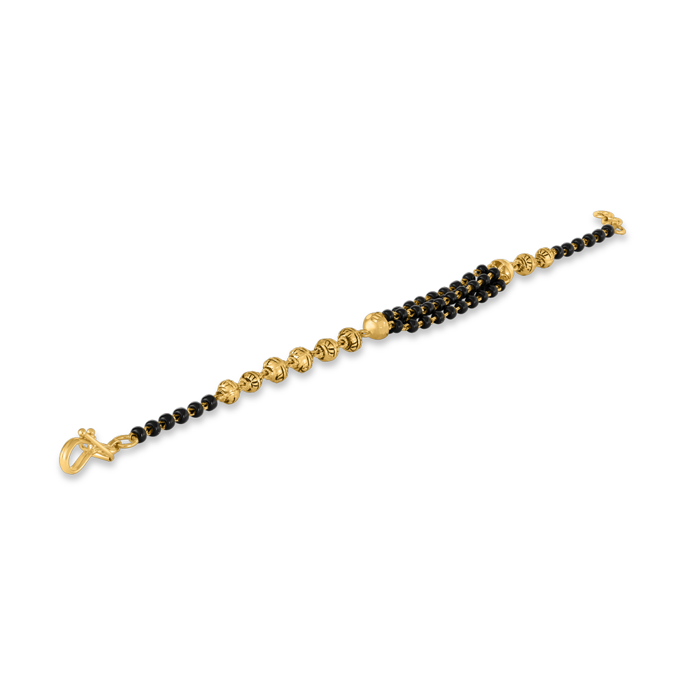 سوار ذهب عيار 22 قيراط مع خرز أسود | 7 بوصة سوار ذهب عيار 22 قيراط مع خرز أسود | 7 بوصة