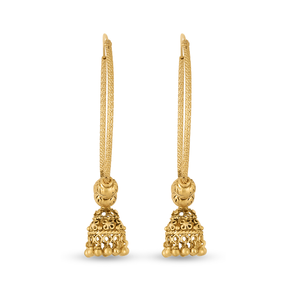 أقراط هندية ذهبية دائرية من الذهب مع جومخة أقراط هندية ذهبية دائرية من الذهب مع جومخة