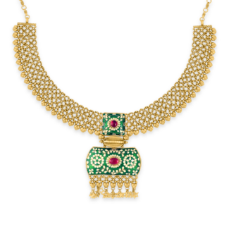 Green Enamel Necklace in 22ct Gold | Maharani Collection Green Enamel Necklace in 22ct Gold | Maharani Collection