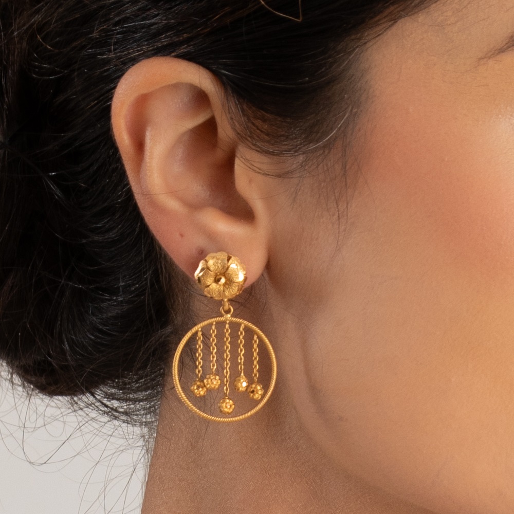 22 Ayar Gündoğumu Altın Fantezi Küpe | Rozet Koleksiyonu 22 Ayar Gündoğumu Altın Fantezi Küpe | Rozet Koleksiyonu