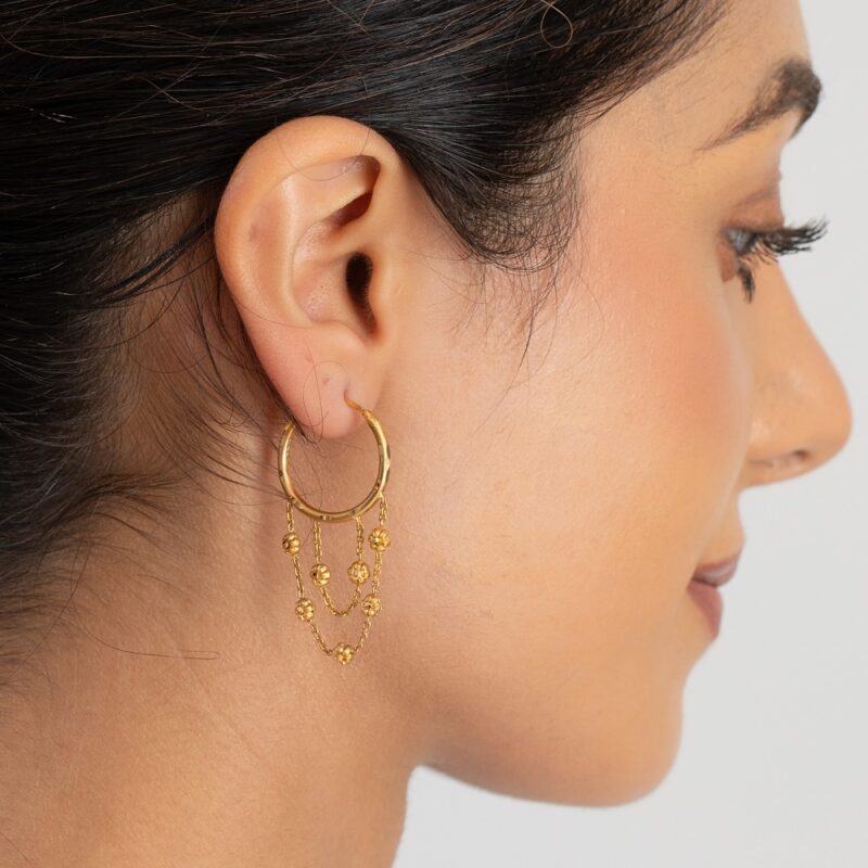 22 Ayar Gündoğumu Altın Rozet Halka Küpe 22 Ayar Gündoğumu Altın Rozet Halka Küpe