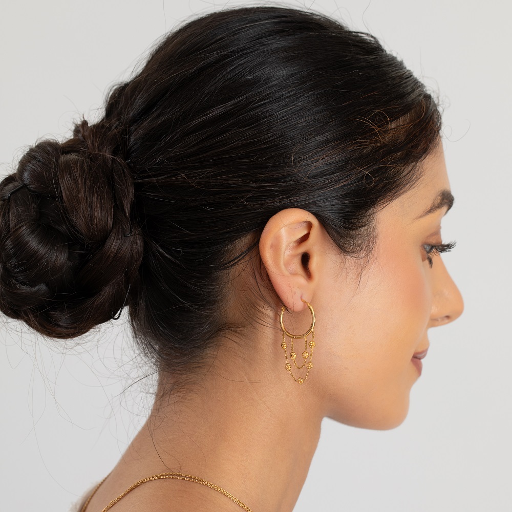 22 Ayar Gündoğumu Altın Rozet Halka Küpe 22 Ayar Gündoğumu Altın Rozet Halka Küpe