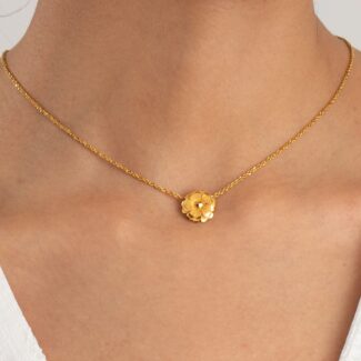 22ct Sunrise Gold Single Rosette Motif Necklace