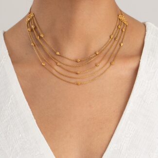 22ct Sunrise Gold Rosette Necklace with Five Layers