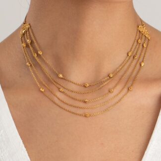 22ct Sunrise Gold Rosette Necklace with Five Layers