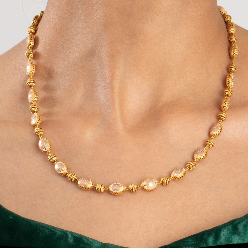 22 Ayar Altın Mala Tarzı Mineli Kolye 22 Ayar Altın Mala Tarzı Mineli Kolye