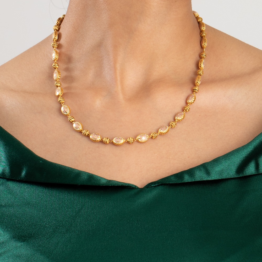 22 Ayar Altın Mala Tarzı Mineli Kolye 22 Ayar Altın Mala Tarzı Mineli Kolye