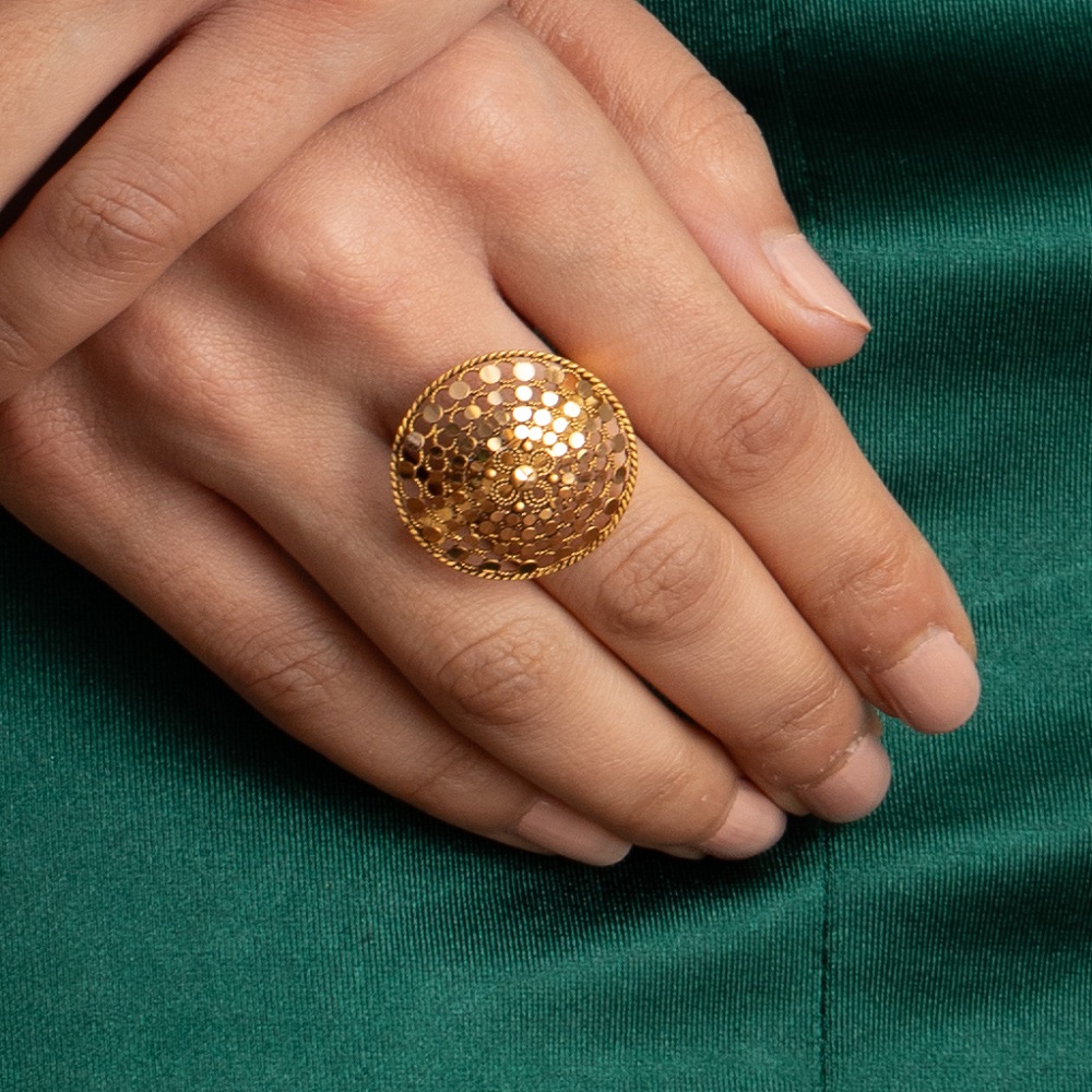 خاتم كوكتيل كوكتيل ذهبي عيار 22 قيراط قابل للتعديل خاتم كوكتيل كوكتيل ذهبي عيار 22 قيراط قابل للتعديل