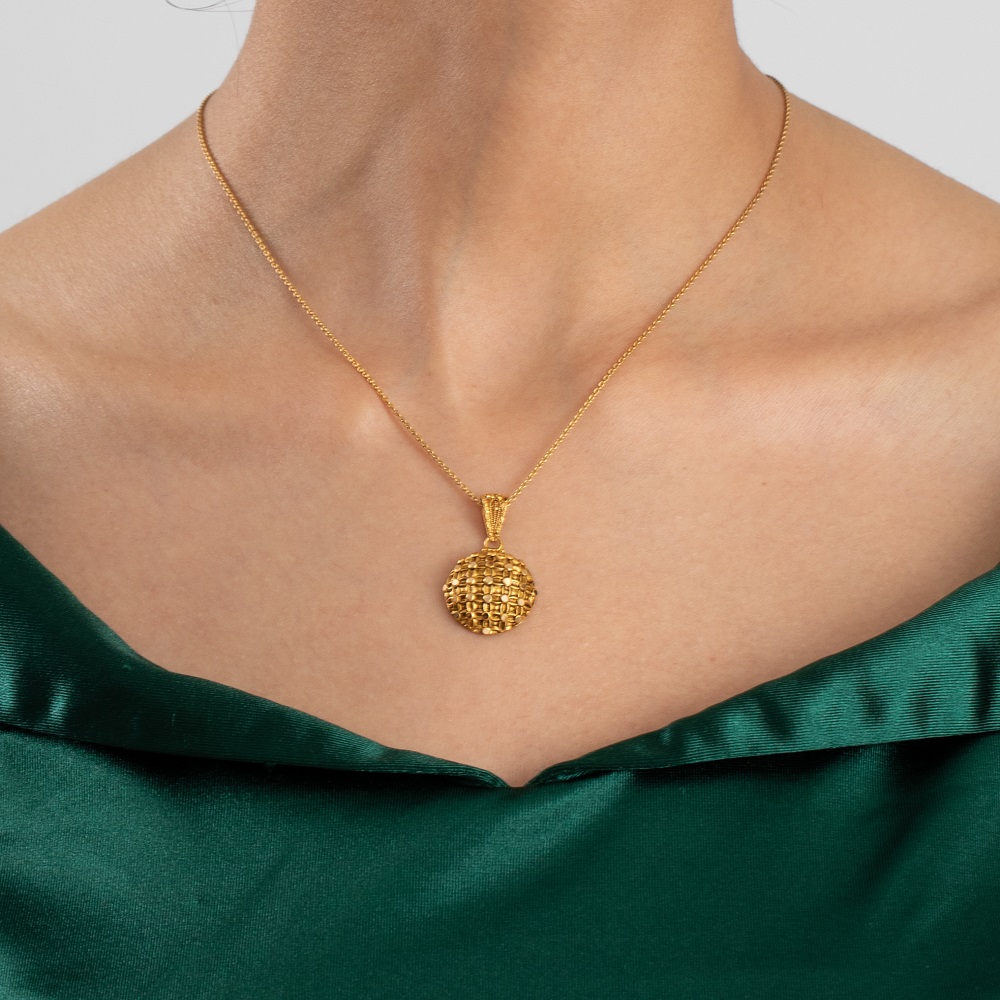 قلادة ذهبية دائرية الشكل 22 قيراط ذهب | 18 مم قلادة ذهبية دائرية الشكل 22 قيراط ذهب | 18 مم