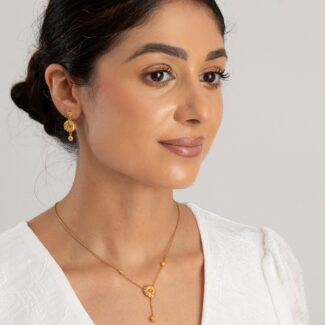 22ct Sunrise Gold Rosette Stud with Dropper