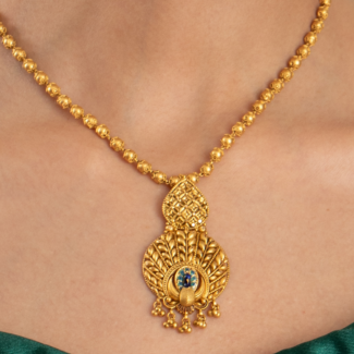 22ct Gold Peacock Armari Pendant with Enamel