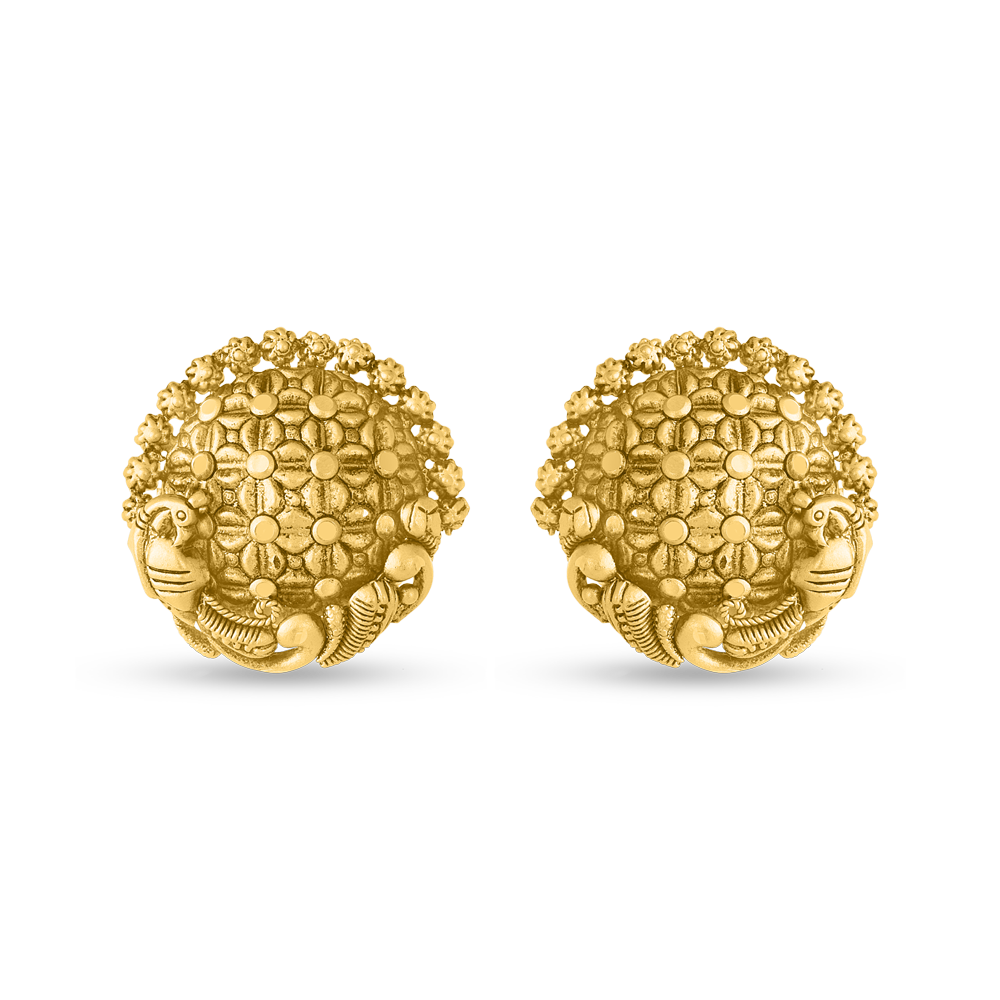 قرط مرصع بزخارف الطاووس ذهب عيار 22 قيراط قرط مرصع بزخارف الطاووس ذهب عيار 22 قيراط