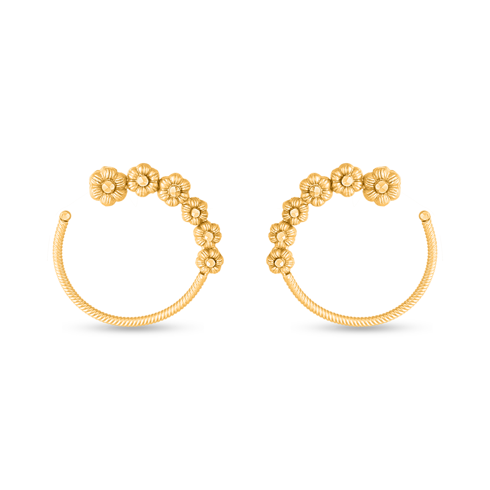 أقراط ذهبية على شكل حلق بنمط روزيت عيار 22 قيراطاً من الذهب عيار 22 قيراطاً أقراط ذهبية على شكل حلق بنمط روزيت عيار 22 قيراطاً من الذهب عيار 22 قيراطاً