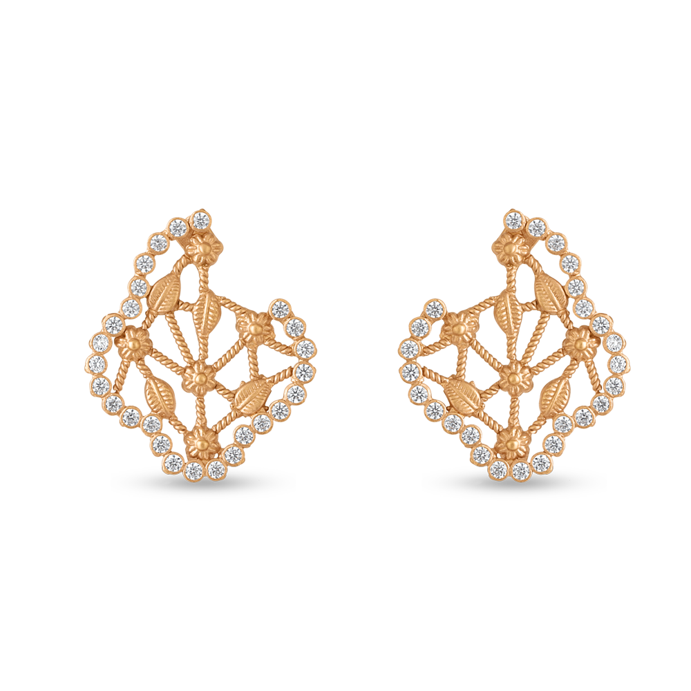 CZ Taşlı 22 Ayar Pembe Altın Küpe CZ Taşlı 22 Ayar Pembe Altın Küpe