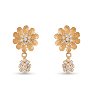 22ct Gold Floral Earring | With CZ Stones 22ct Gold Floral Earring | With CZ Stones