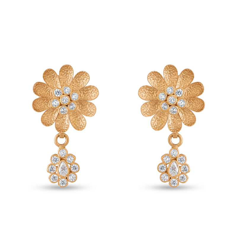 قرط ذهبي عيار 22 قيراط من الذهب | مع أحجار CZ قرط ذهبي عيار 22 قيراط من الذهب | مع أحجار CZ