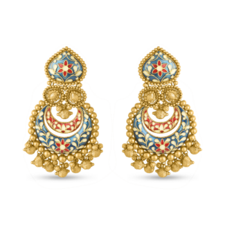 22ct Gold Chand Bali Earring with Enamel 22ct Gold Chand Bali Earring with Enamel