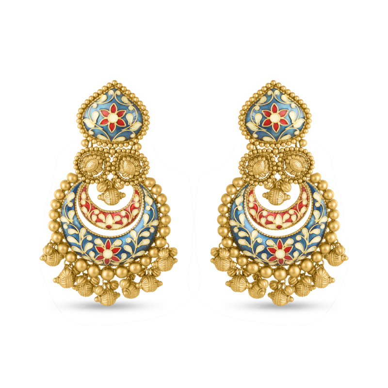 22 Ayar Altın Chand Bali Mineli Küpe 22 Ayar Altın Chand Bali Mineli Küpe