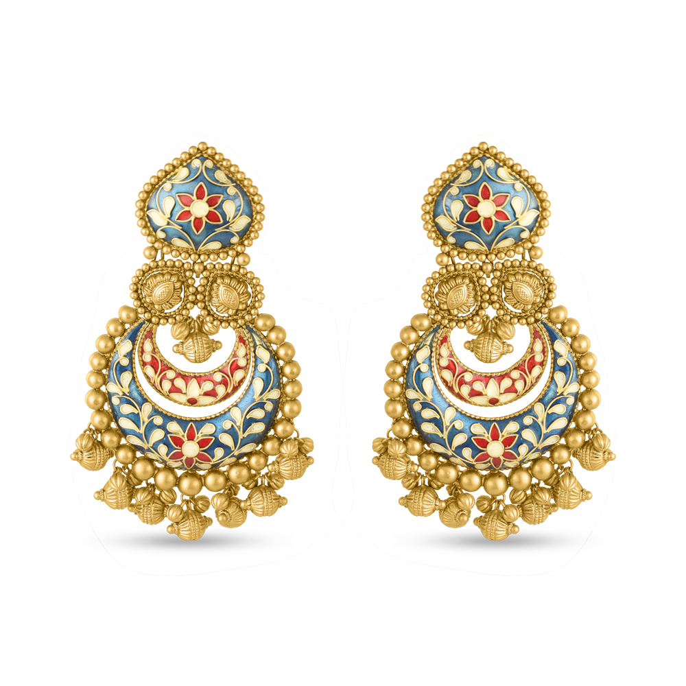 22 Ayar Altın Chand Bali Mineli Küpe 22 Ayar Altın Chand Bali Mineli Küpe