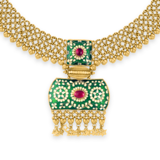 Green Enamel Necklace in 22ct Gold | Maharani Collection Green Enamel Necklace in 22ct Gold | Maharani Collection