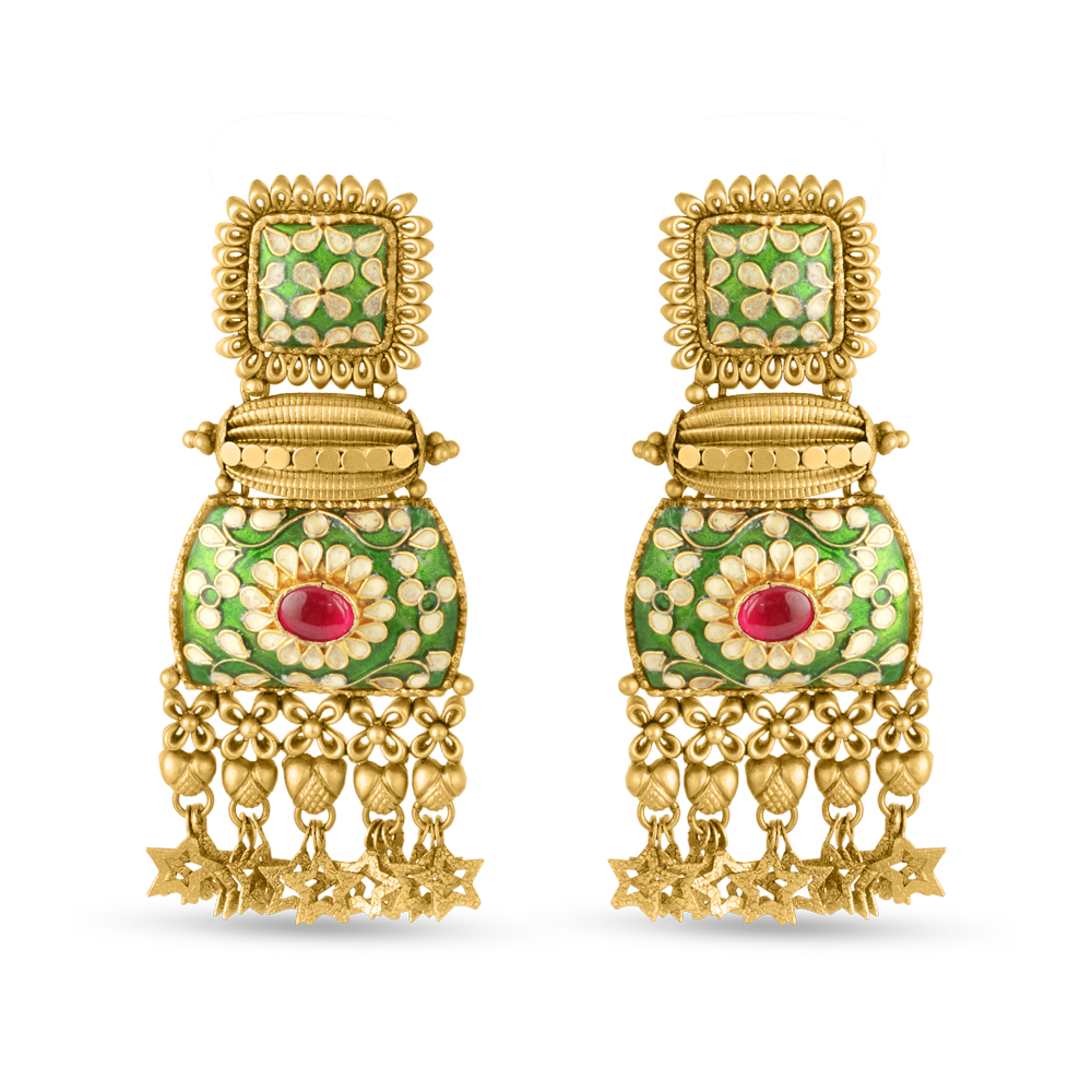 22 Ayar Altın Mineli Damla Küpe 22 Ayar Altın Mineli Damla Küpe