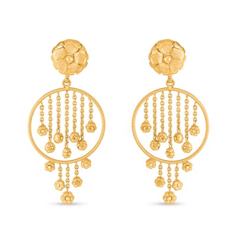 22ct Sunrise Gold Rosette Tropfen Wasserfall Ohrring 22ct Sunrise Gold Rosette Tropfen Wasserfall Ohrring