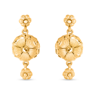 22ct Sunrise Gold Rosette Stud with Dropper