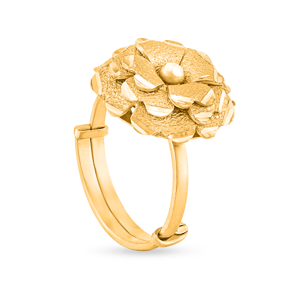 خاتم وردية من الذهب عيار 22 قيراط قابل للتعديل | 15 مم خاتم وردية من الذهب عيار 22 قيراط قابل للتعديل | 15 مم