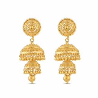 22ct Gold Filligree Jhumka Earrings 22ct Gold Filligree Jhumka Earrings