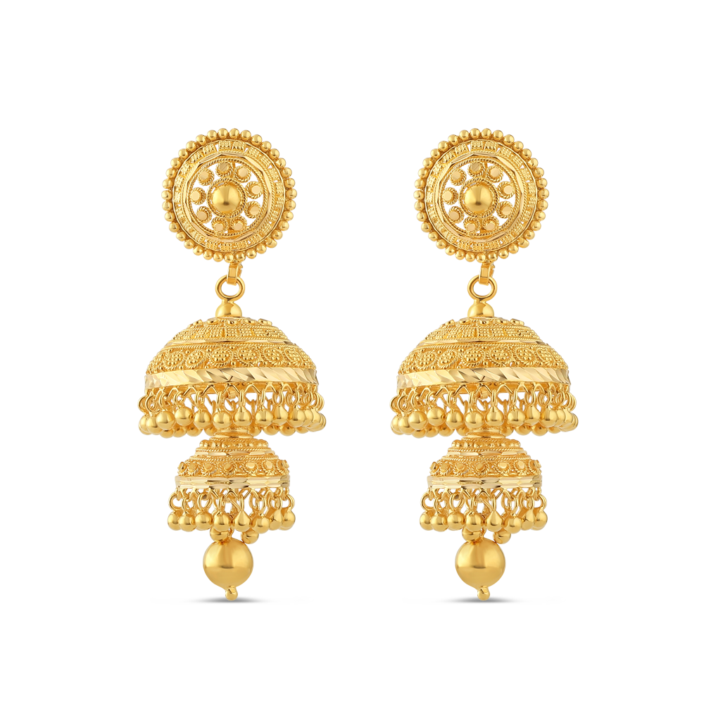 أقراط جومكا ذهبية من الذهب عيار 22 قيراط أقراط جومكا ذهبية من الذهب عيار 22 قيراط