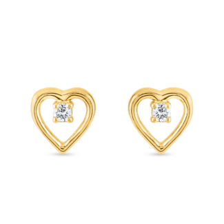 18ct Gold Heart Stud with Diamond 18ct Gold Heart Stud with Diamond