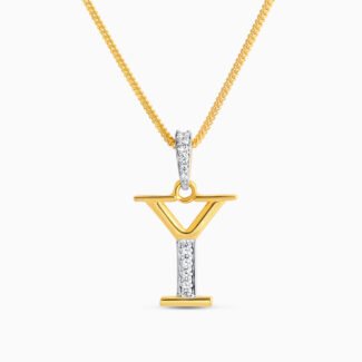 Initial Y Pendant in 22ct Gold with CZ