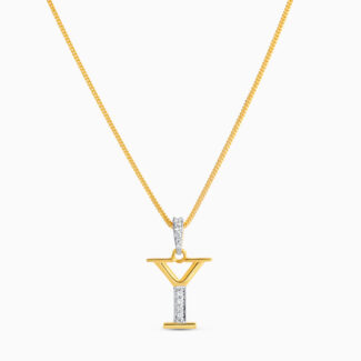 Initial Y Pendant in 22ct Gold with CZ
