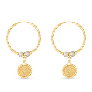 22ct Gold Disc Hoop Earrings | With Rhodium Finish
