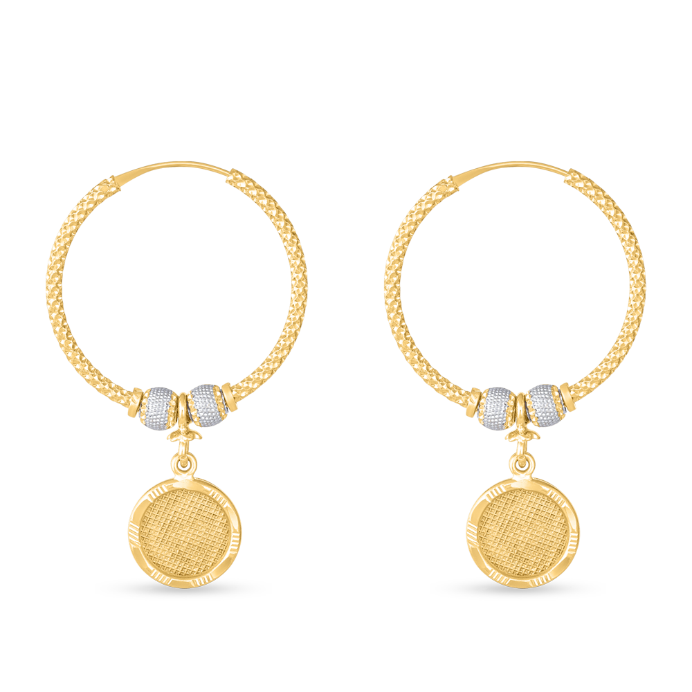 22 Ayar Altın Disk Halka Küpe | Rodyum Kaplama 22 Ayar Altın Disk Halka Küpe | Rodyum Kaplama