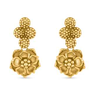 22ct Gold Rosettes Drop Earrings