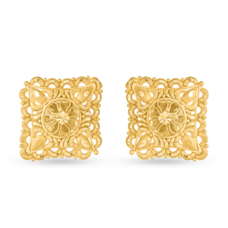 22ct Yellow Gold Square Stud Earring