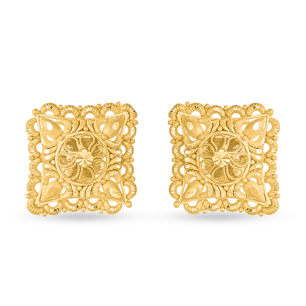 22 Ayar Sarı Altın Kare Saplama Küpe 22 Ayar Sarı Altın Kare Saplama Küpe