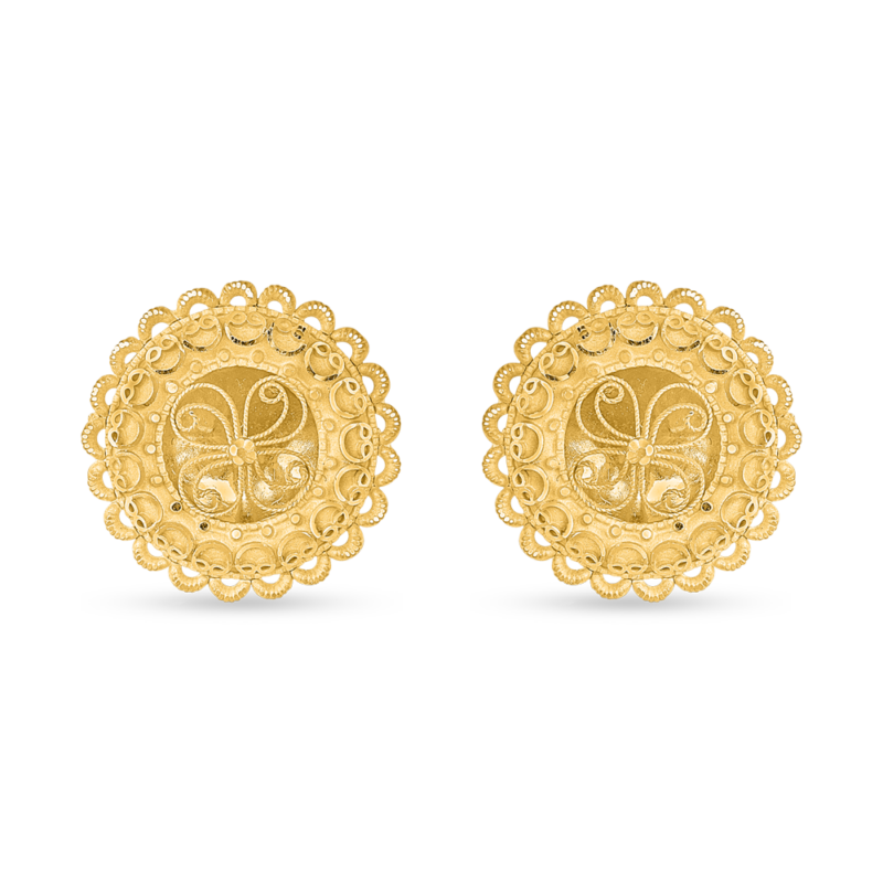 قرط مرصع دائري من الذهب الأصفر عيار 22 قيراط قرط مرصع دائري من الذهب الأصفر عيار 22 قيراط