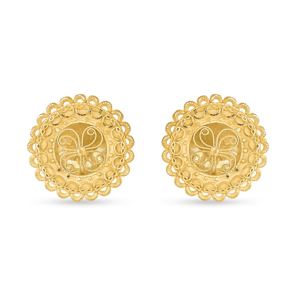 قرط مرصع دائري من الذهب الأصفر عيار 22 قيراط قرط مرصع دائري من الذهب الأصفر عيار 22 قيراط