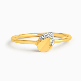 22ct Gold CZ Leaf Motif Ring | Size N