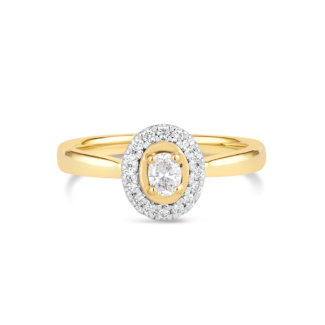 18ct Yellow Gold Halo Diamond Ring