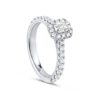 Halo Engagement Ring With Solitaire Diamond