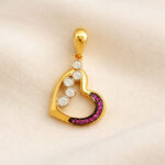 قلادة قلب من الذهب عيار 22 قيراط مع أحجار CZ قلادة قلب من الذهب عيار 22 قيراط مع أحجار CZ