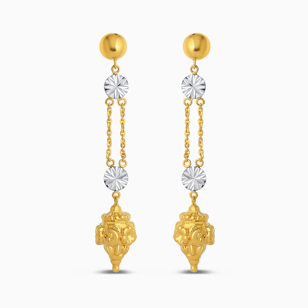 22 Ayar Altın Çift Zincirli Damla Küpe 22 Ayar Altın Çift Zincirli Damla Küpe