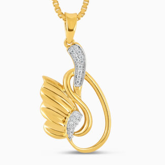22ct Gold CZ Feather Curve Pendant 22ct Gold CZ Feather Curve Pendant