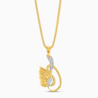 22ct Gold CZ Feather Curve Pendant 22ct Gold CZ Feather Curve Pendant