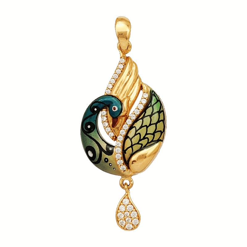 قلادة الطاووس الراقص من الذهب الخالص قلادة الطاووس الراقص من الذهب الخالص