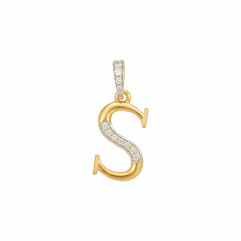 قلادة بحرف S من الذهب عيار 22 قيراط مع أحجار CZ قلادة بحرف S من الذهب عيار 22 قيراط مع أحجار CZ
